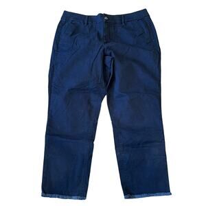 NWT Loft Outlet Girlfriend Chino Curvy Mid Rise Slim Leg Navy Pant Size 12